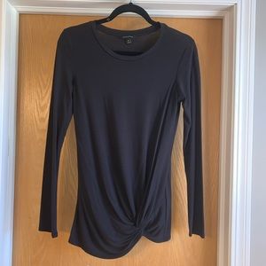 Banana Republic Knotted Long Sleeve Black Shirt